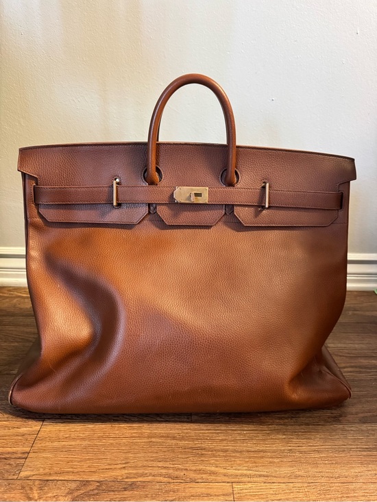 Hermes Handbags - Hermès Haut à Courroies Birkin 55 in Brown Clemence Leather